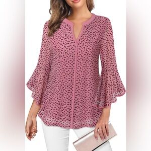 Valolia women’s Pink Floral Women's Top Sz XXL